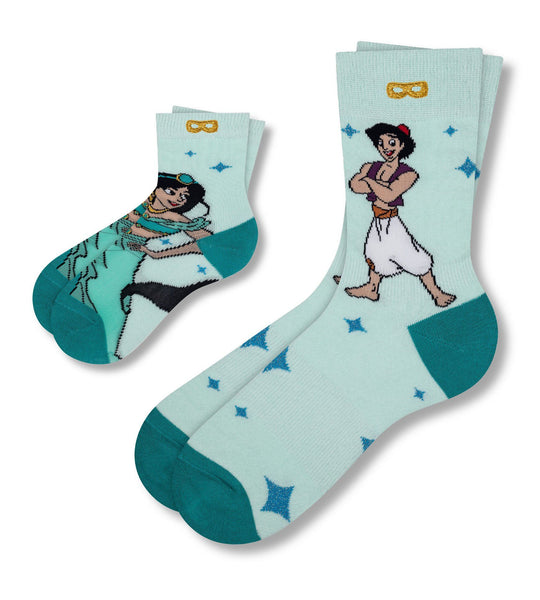 Disney Aladdin Shining Shimmering Dad + Kid Crew Socks