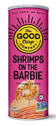 Pink "Shrimps on the Barbie" Good Crisp canister