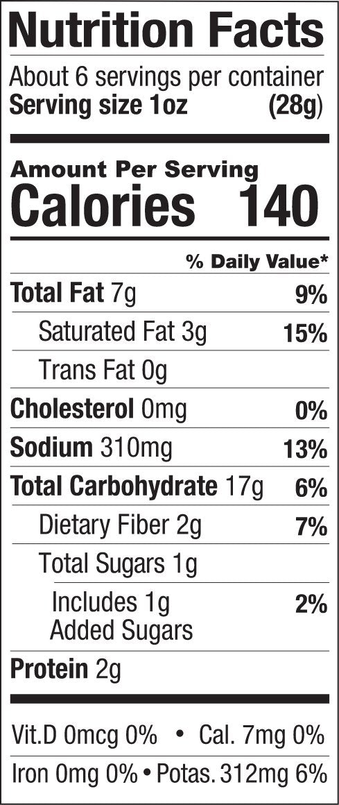 Outback BBQ Nutrition Label