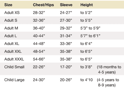 Bug Shirt Sizing Chart