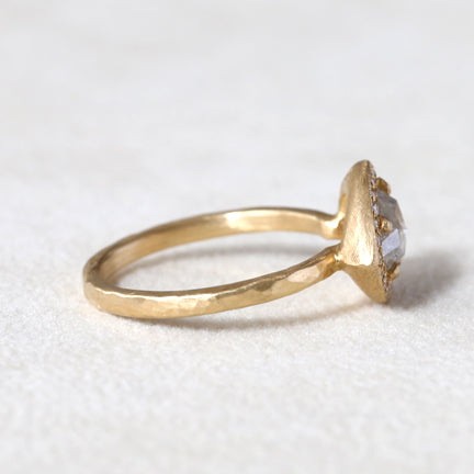0.88ct grey  diamond halo ring