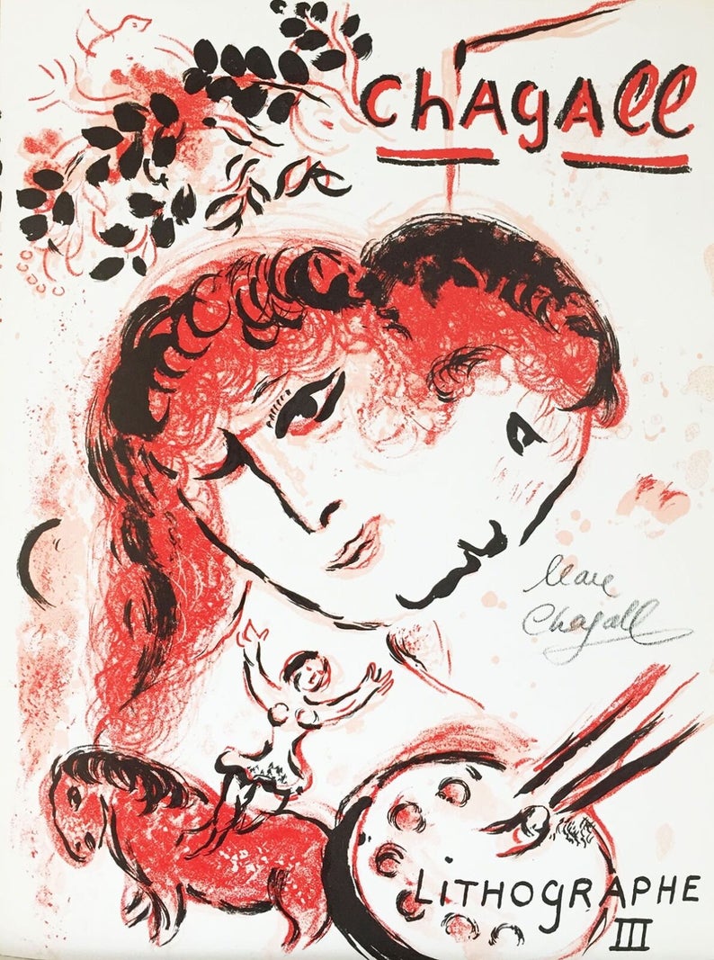 Marc Chagall Lithograph III: 1969 Marc Chagall Original Lithograph