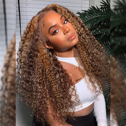 Highlight Curly Hair Lace Front Wig