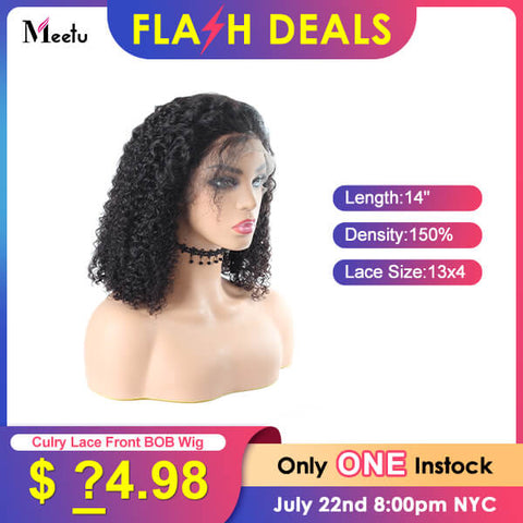 Flash Deal Short Bob Wig Curly Hair Lace Front Wigs 14 Inches
