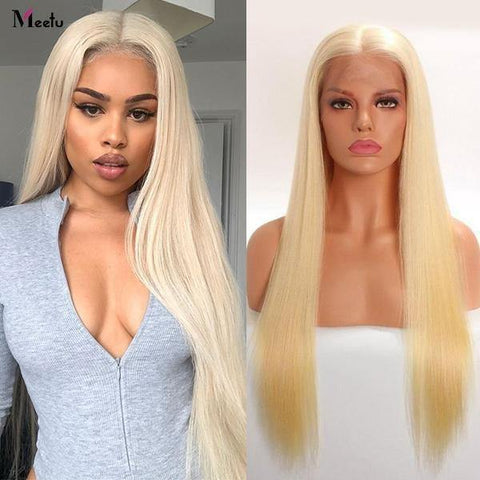 T Part Wig Straight Hair Lace Wigs 613 Blonde Human Hair Transparent Lace Front Wigs