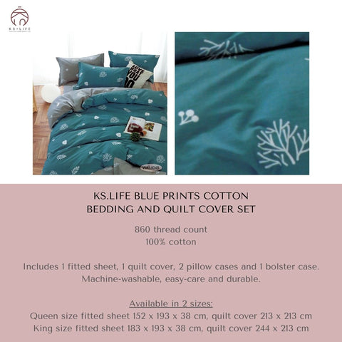 cute adorable blue prints bedding bedsheet set