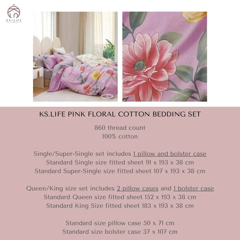 pink floral bedding set details
