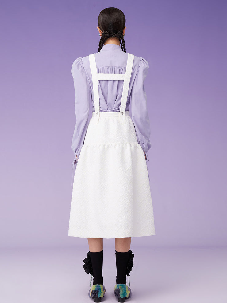 MUKZIN White Bow Mid-length Camisole Dress-JADE IN THE WONDERLAND