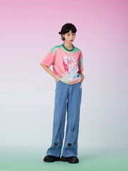 MUKZIN Cotton Patched Oversize Gradation Pink T-shirt -囍XI