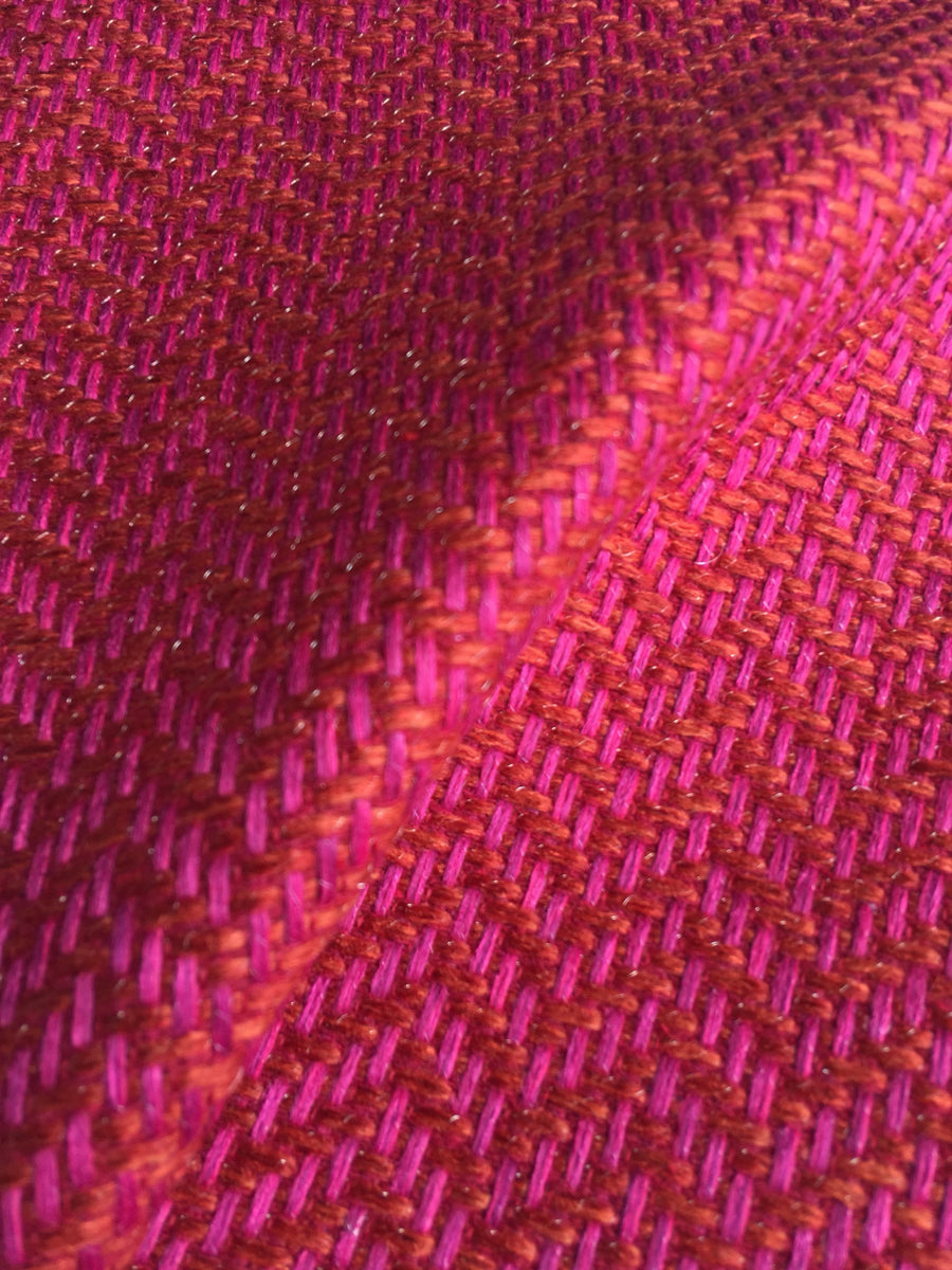 Pink Orange upholstery fabric by the yard / Carnation Grasscloth ...
