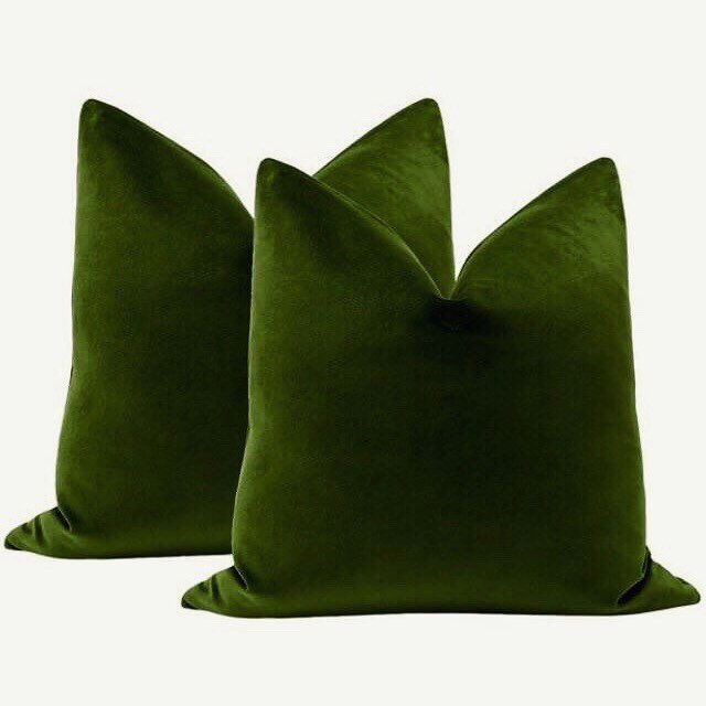 Dark Green Velvet Cushion Cover / Green Velvet Pillow / ZIPPER Pillow ...