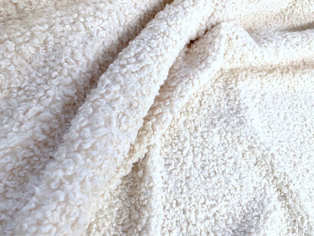 Faux Fur Fabric / Ivory Poodle Fabric / Home Decor Fabric / Poodle