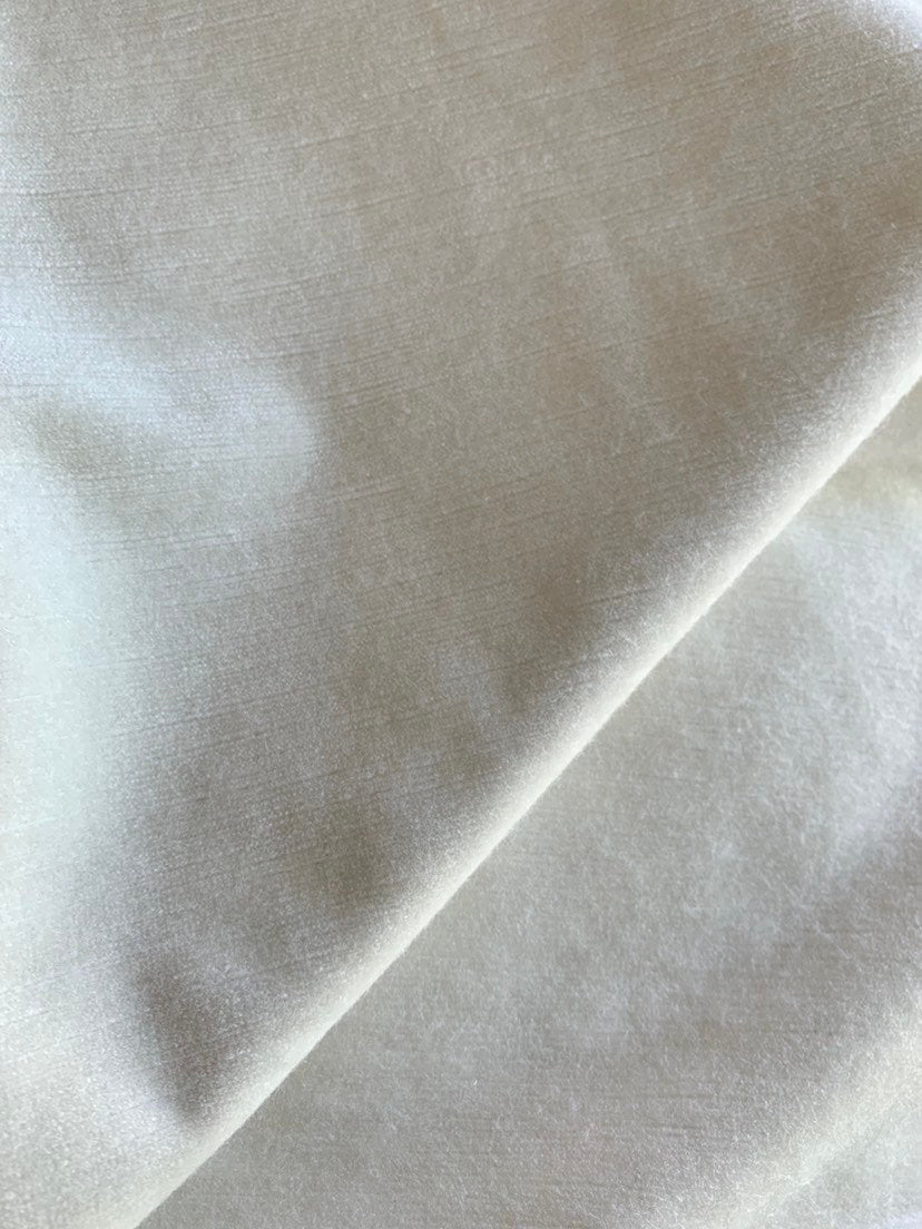 White Velvet Upholstery Fabric by the yard / Ivory Velvet Home Fabric