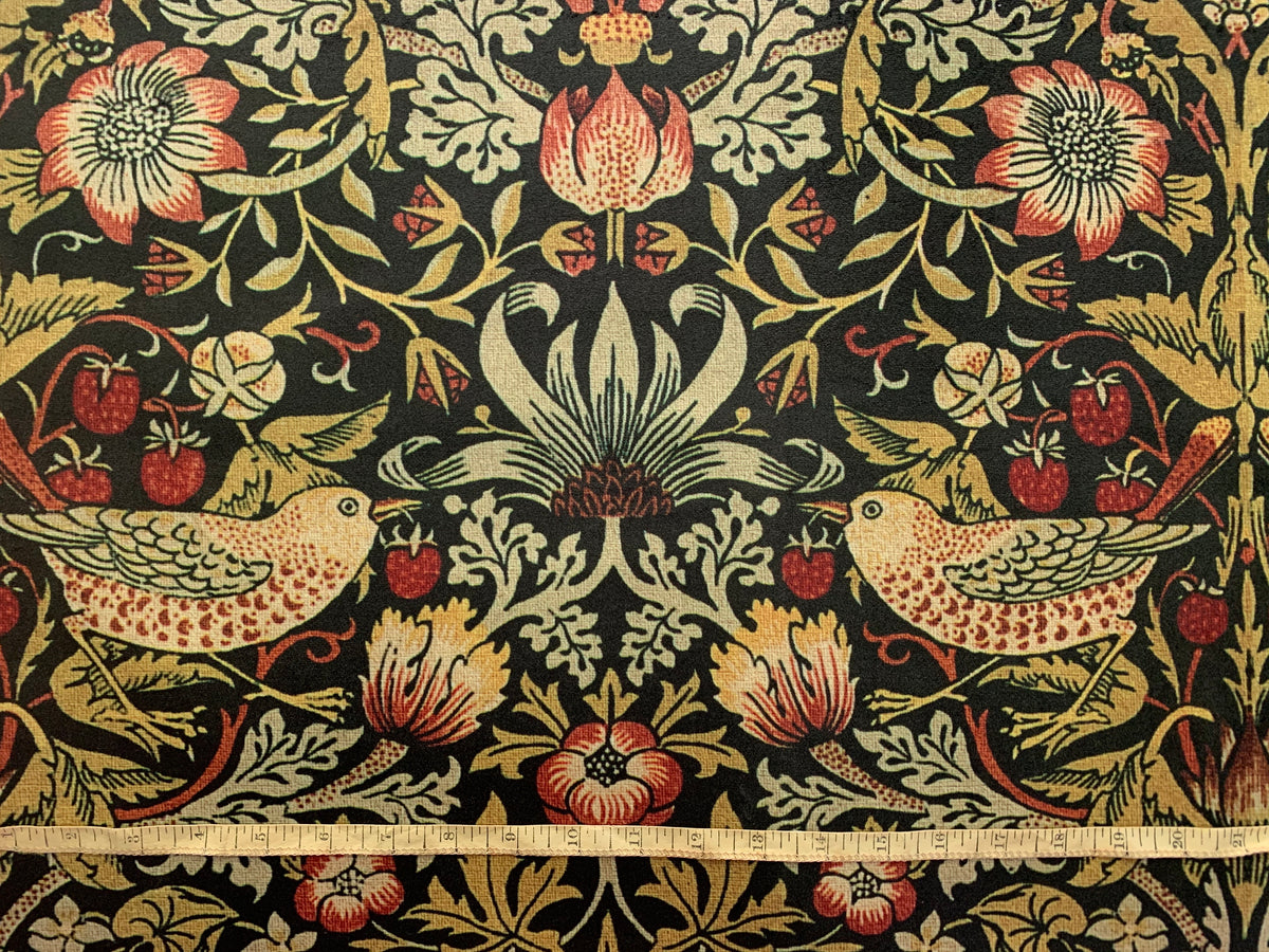 Strawberry Thief: Velvet William Morris Upholstery Fabric by the yard