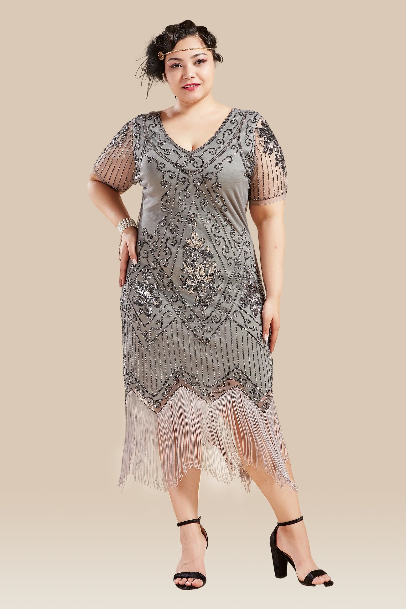 Vintage Paisley Long Fringe Plus Dress