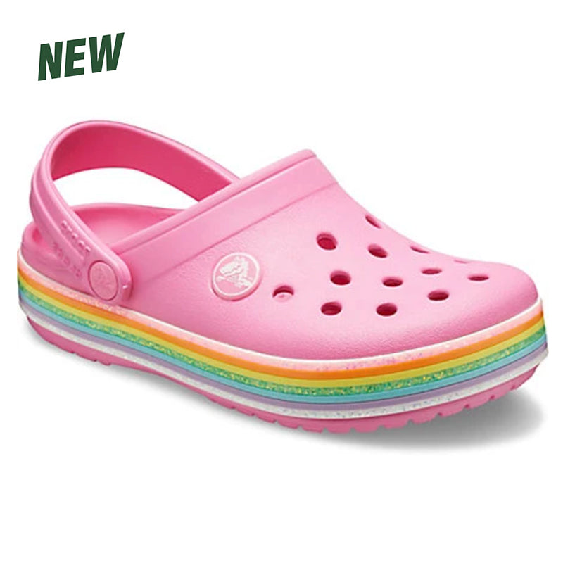 kids rainbow crocs