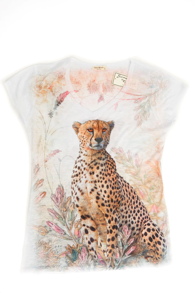 cheetah v neck shirt