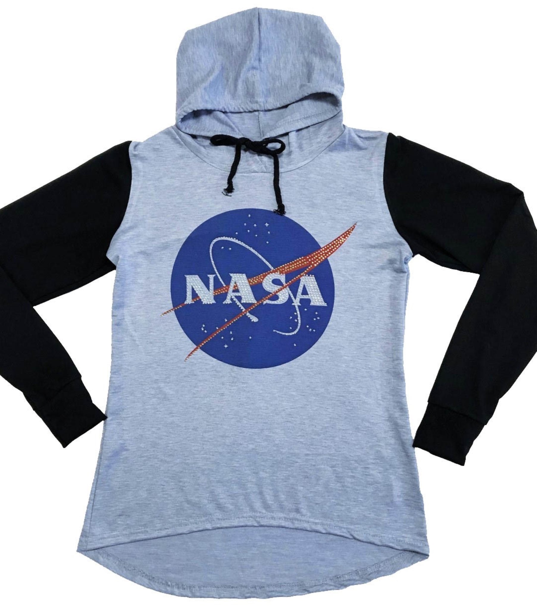 Sweet Gisele | Blue NASA Logo Hooded Pullover Hoodie w/ Bling