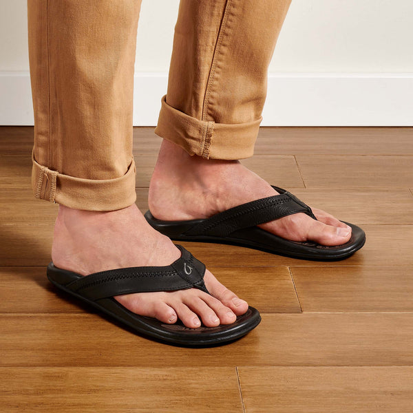 mens leather flip flops