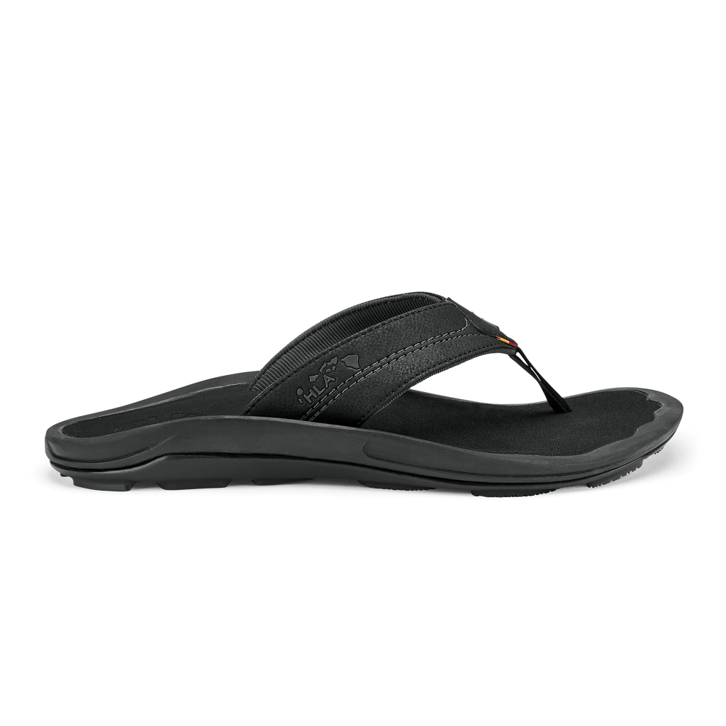 black olukai flip flops