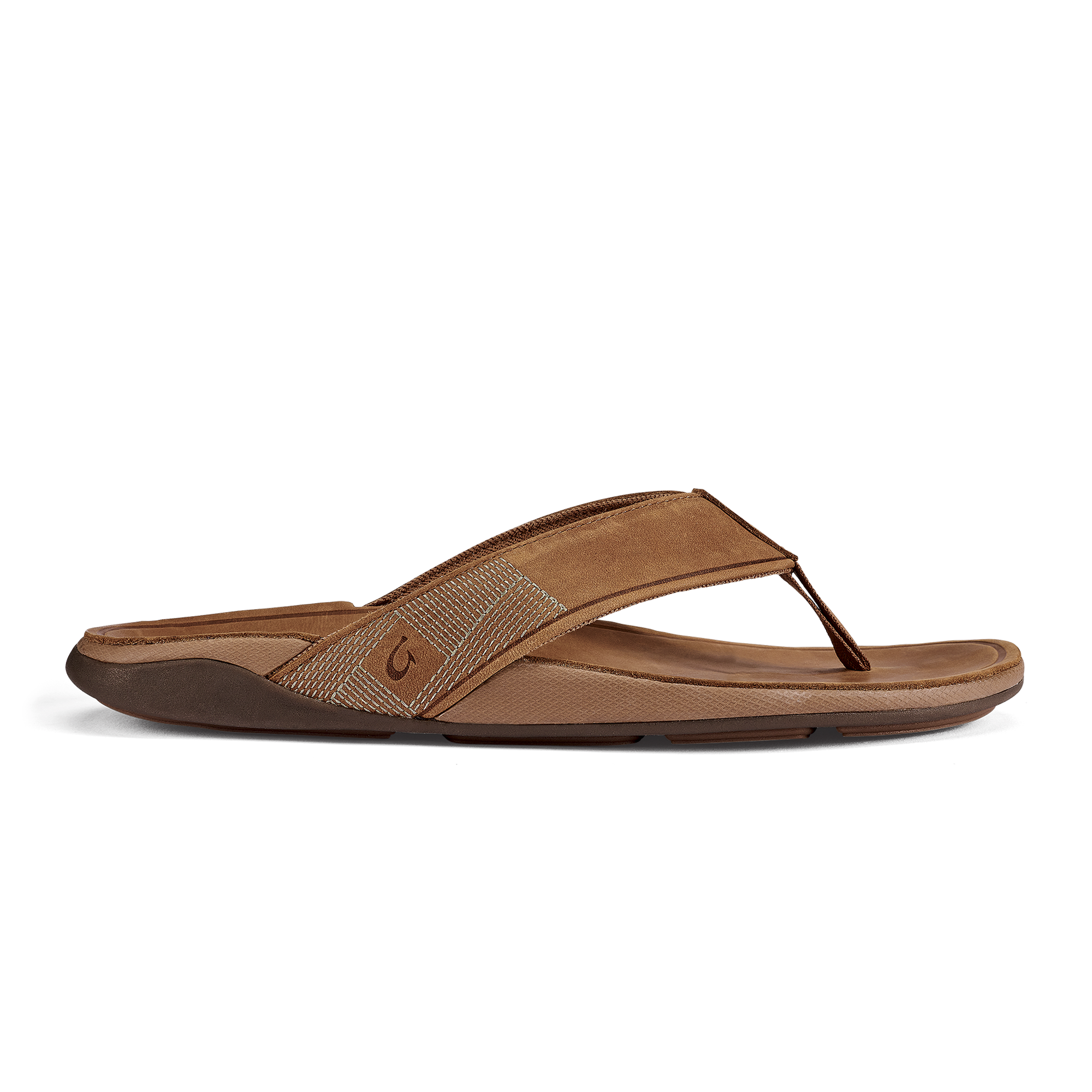  OLUKAI 'Aukai Women's Beach Sandals, Soft Leather Flip-Flop  Slides with Non Marking Outsoles, Lightweight & All-Day Comfort, Dk Java/Dk  Java, 5