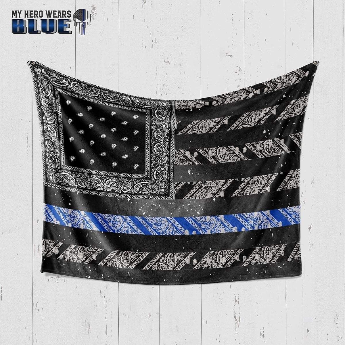 Fleece Blanket Paisley Thin Blue Line Flag My Hero Wears Blue