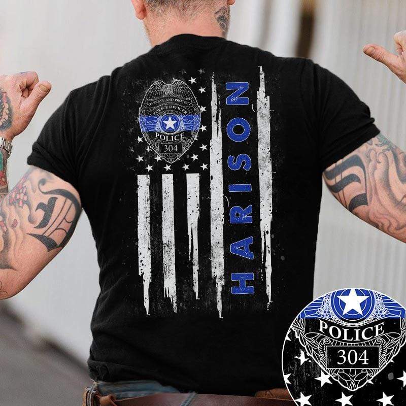 Thin Blue Line Police Name Thin Blue Line Shirt Blank Front My Hero Wears Blue