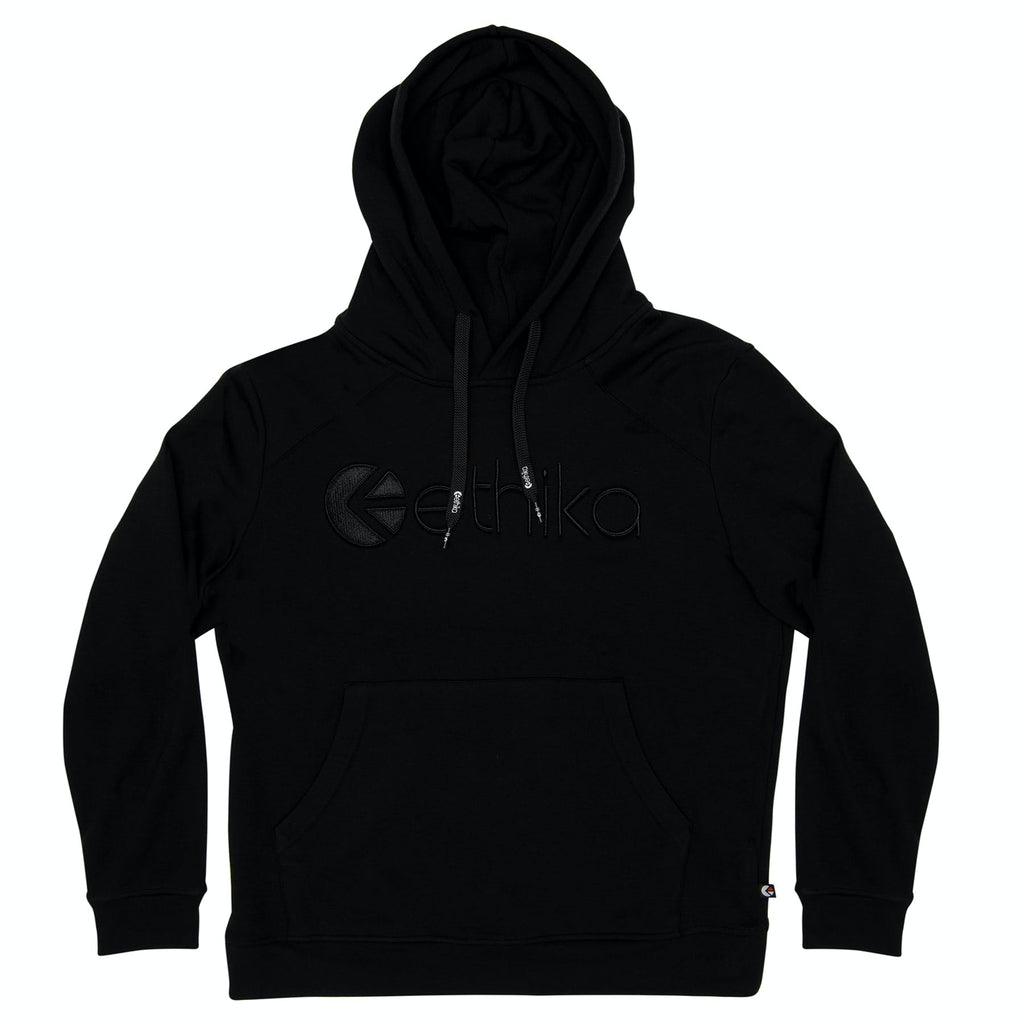 Mens Embroidered Hoodie - Black / Black – Ethika Australia