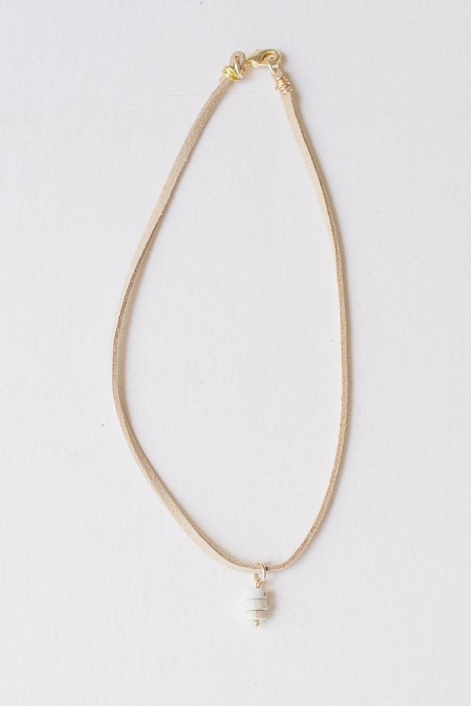 LC Necklace Ginger Taupe Leather Heshi Stack