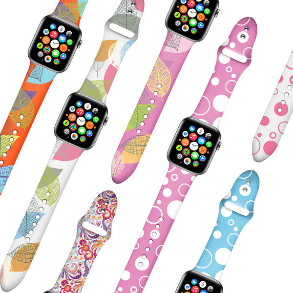 Tjs Rose Flowers Marble Silicone Watch Band Strap for Apple Watch