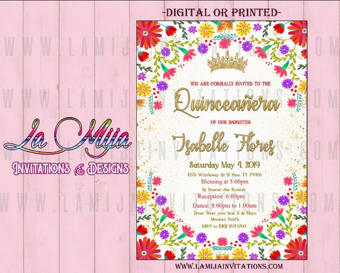 Quinceanera Invitations, Mexican Quinceanera Invitations, Invitaciones  Quinceanera, Mexican Flower Quince Anos