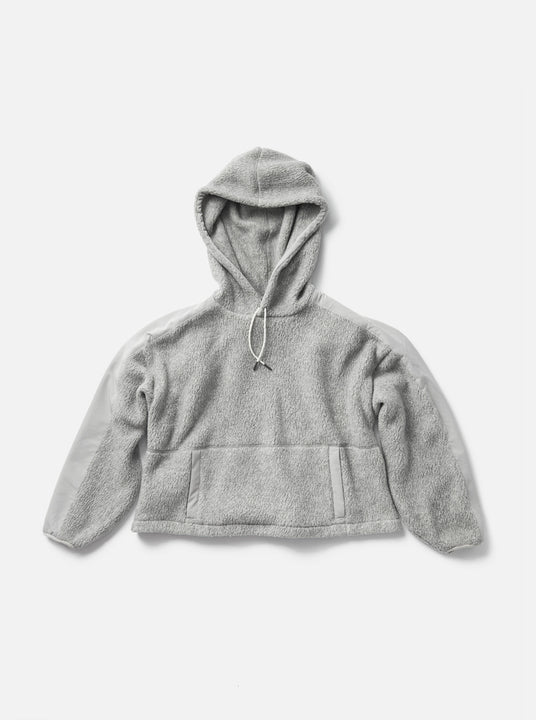 Fa19 Womens Cropped Sherpa Hoodie Gray