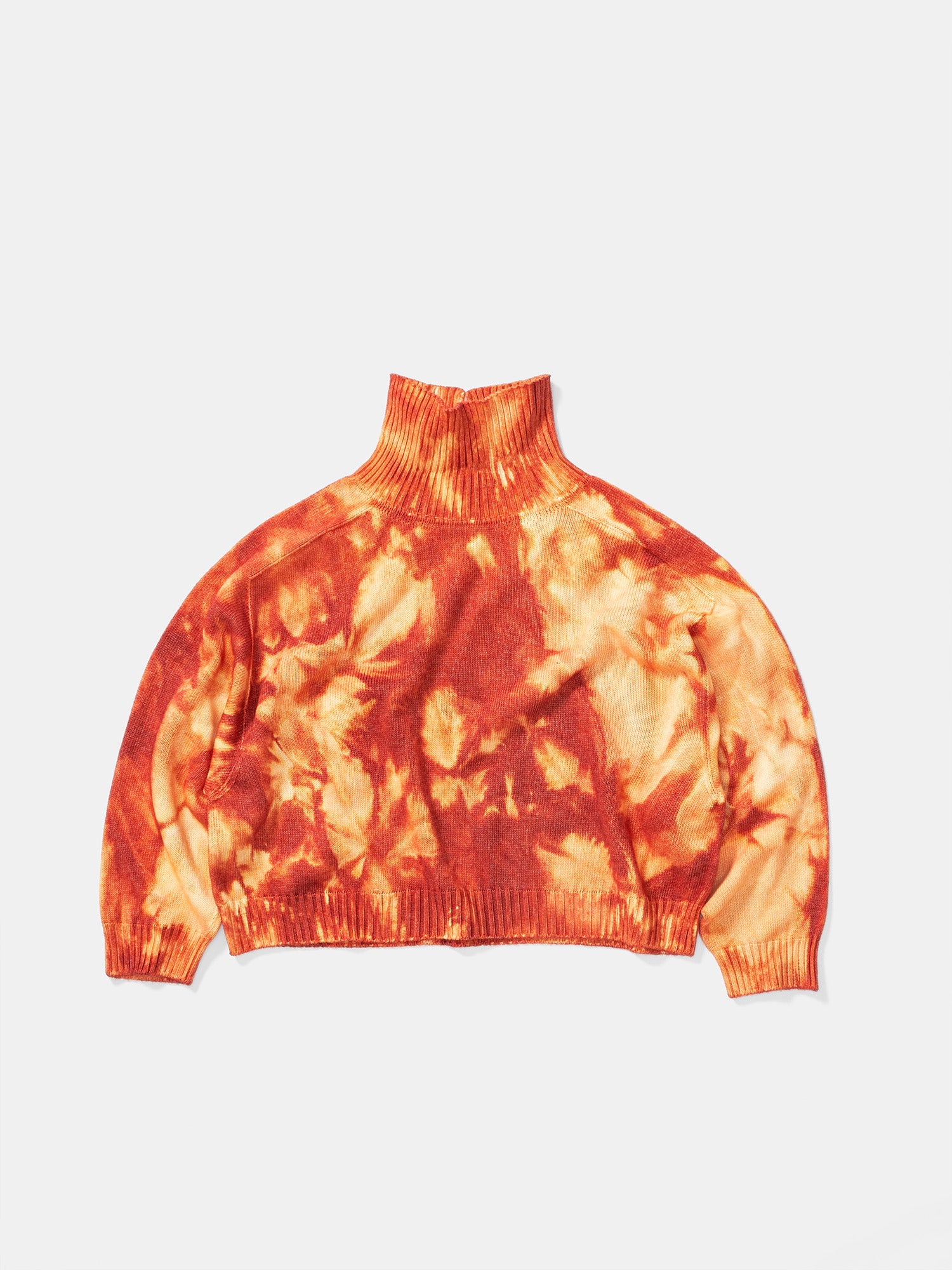 W High Neck Sweater - Burnt Orange Wave Dye