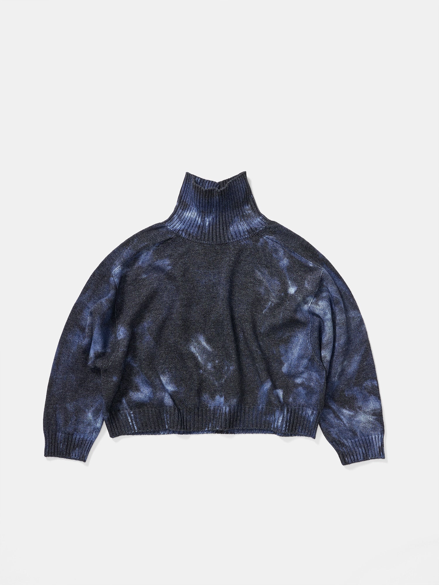 W High Neck Sweater - Navy Wave Dye