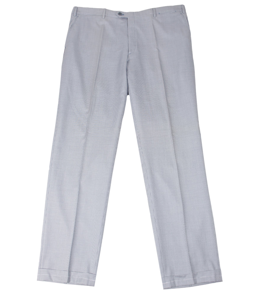 Light Blue Checkered Dress Pants in Cotton Wool Silk Italian Fabric ...