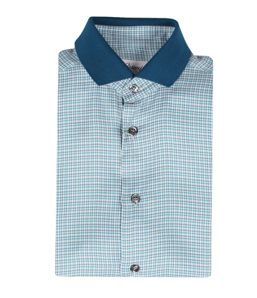 Men's Green Silk Shirt Short Sleeve in Fitted Style – outtlet.com