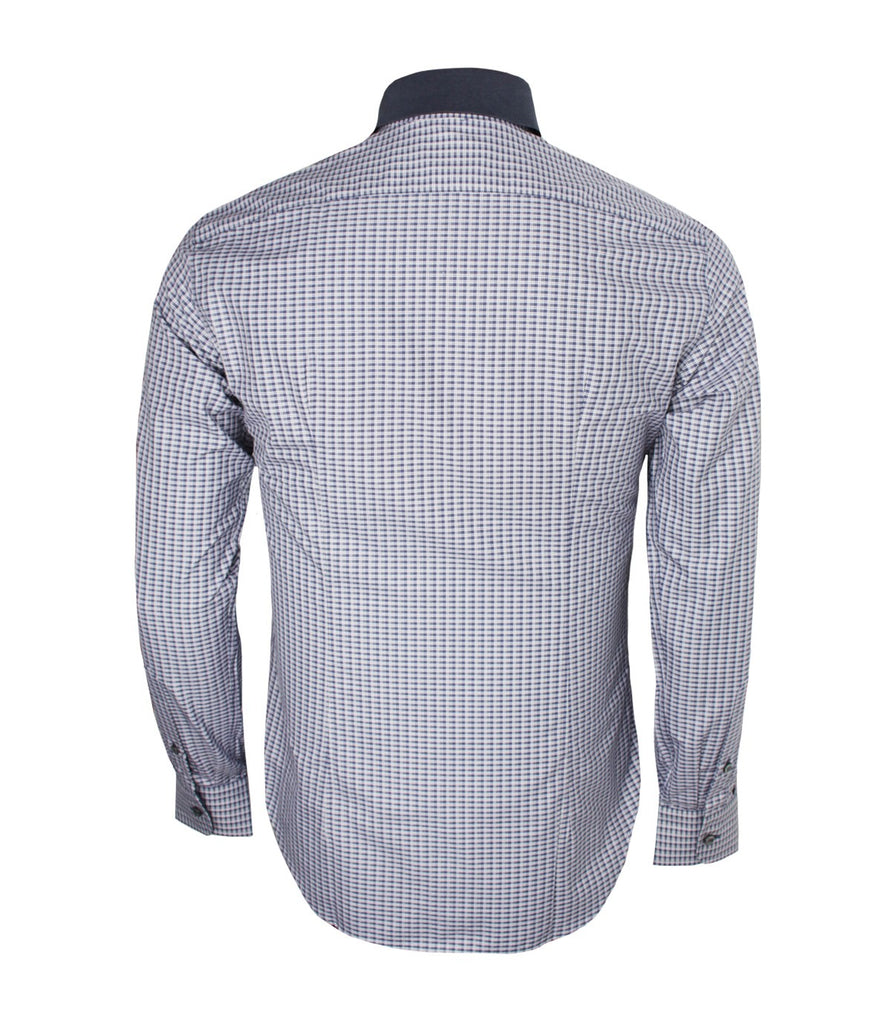 Contemporary men's shirt with checkered pattern and unquie knit collar ...