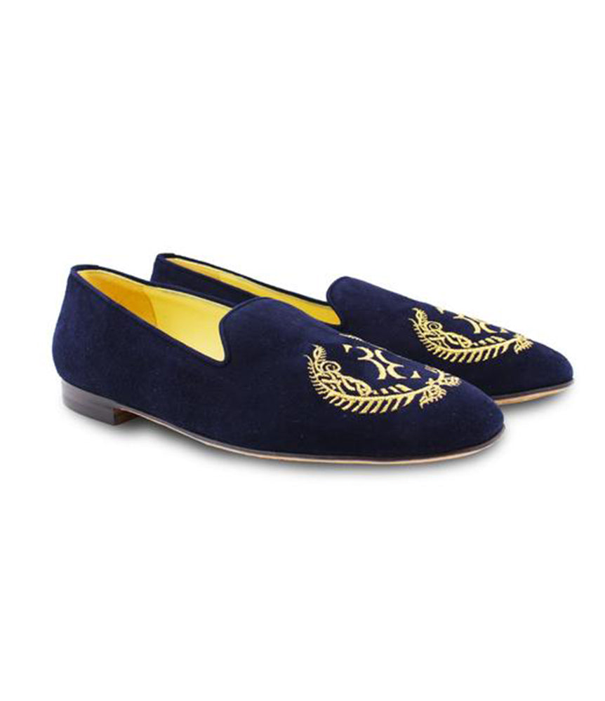 Navy Blue Suede Men's Loafers with 