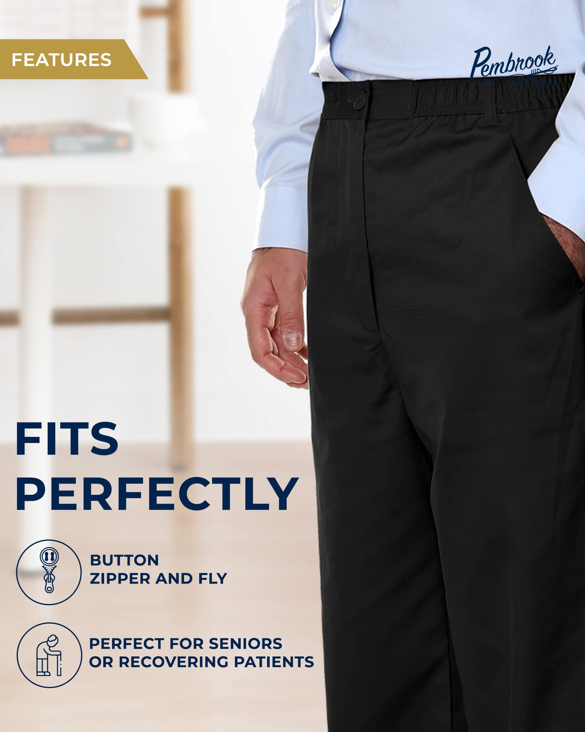 Pembrook Mens Elastic Waist Pants For Seniors Adaptive Mens Pants Fo 2280