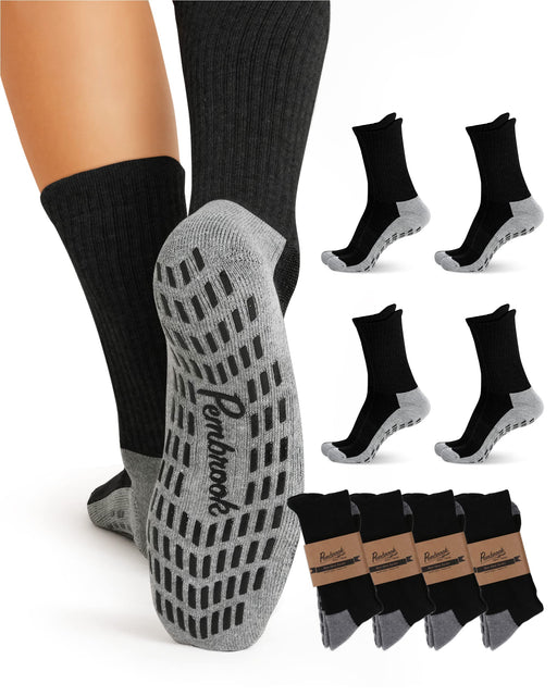 Anti-slip Sports Sock Men Women Grip Soccer Sock Non skip Slipper Sock  Hospital Basketball Yoga Gym Fitness Walking Black&Grey M 3P at   Women's Clothing store