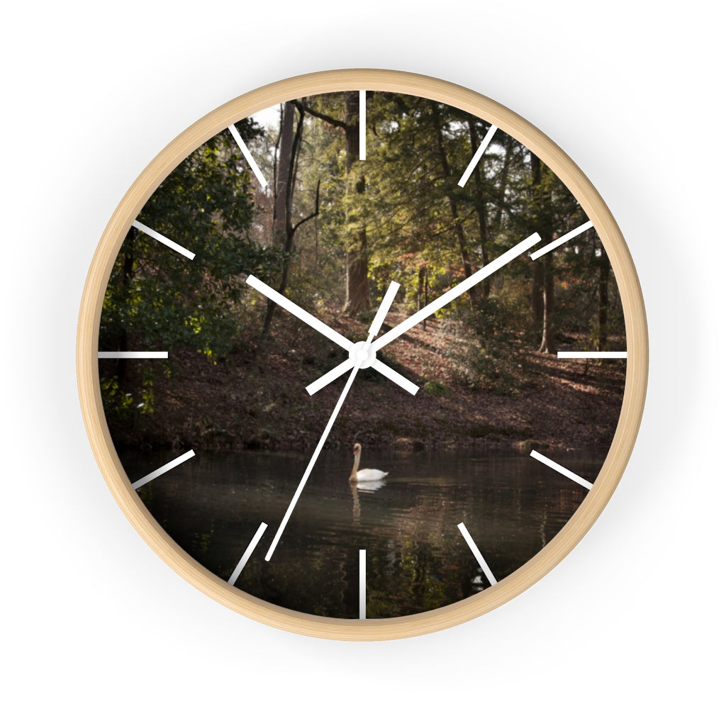 Wall clock: Swan in Lake (with lines)