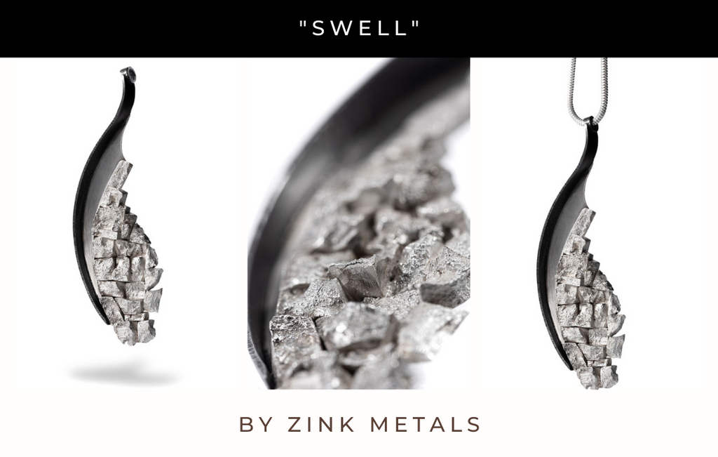 Zink Metals "Swell" broken silver pendant necklace