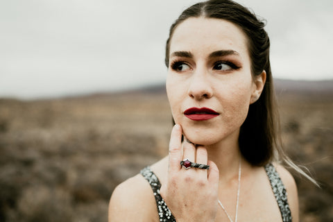 Eros Garnet Ring handmade by Zink Metals