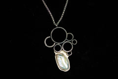Biwa Pearl Circle Cluster necklace with silver, a summer jewelry trend