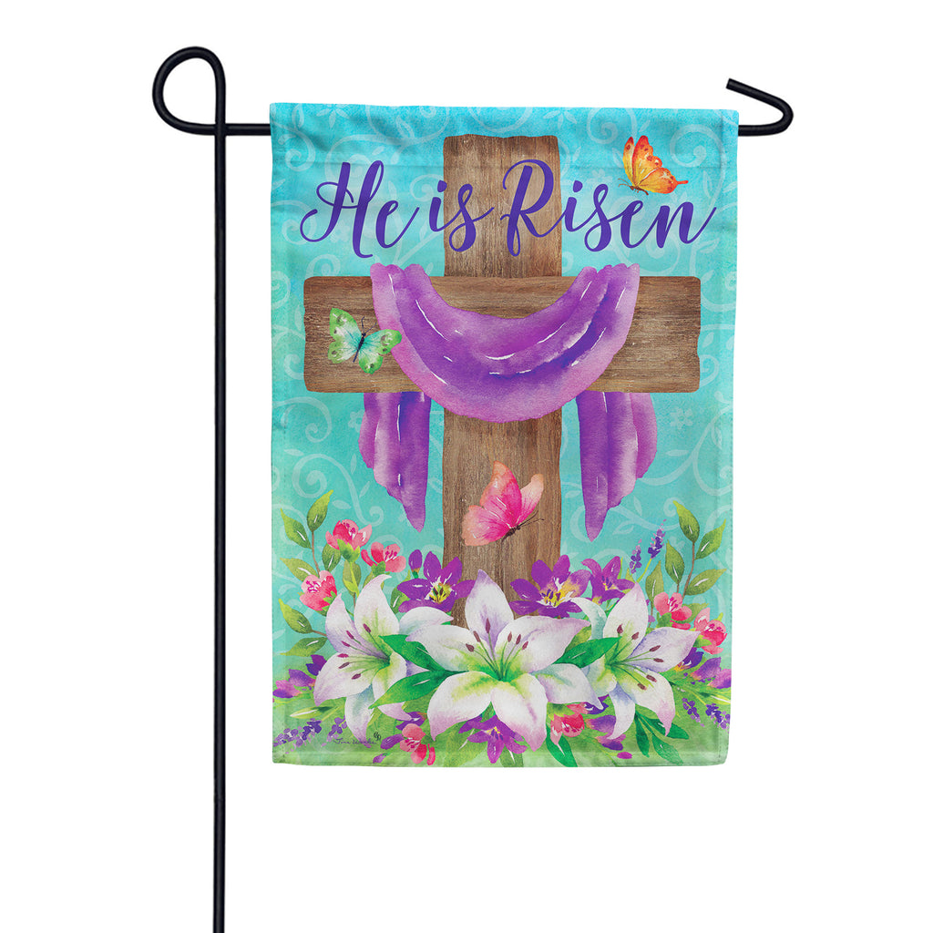 He is Risen Cross Garden Flag – Just For Fun Flags