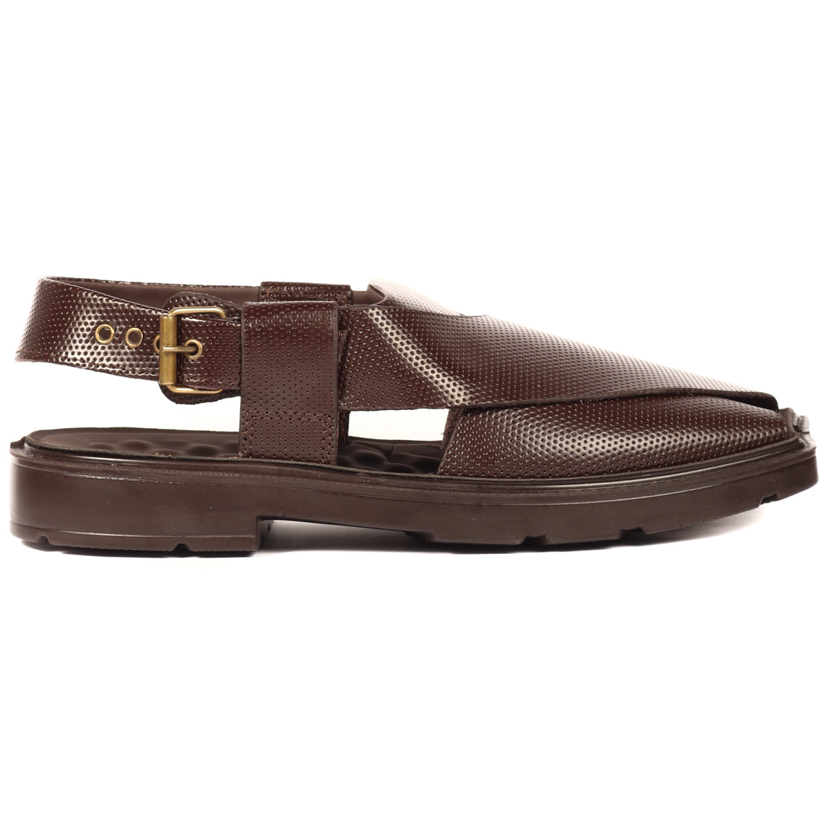 Peshawari Chappal / Sandal – Gents – Genuine Leather – Grey – Double Shaded  – Soft Insole – Thick Tyre sole – Art 94 – Famous Nagra