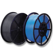 Reels of plastic strapping