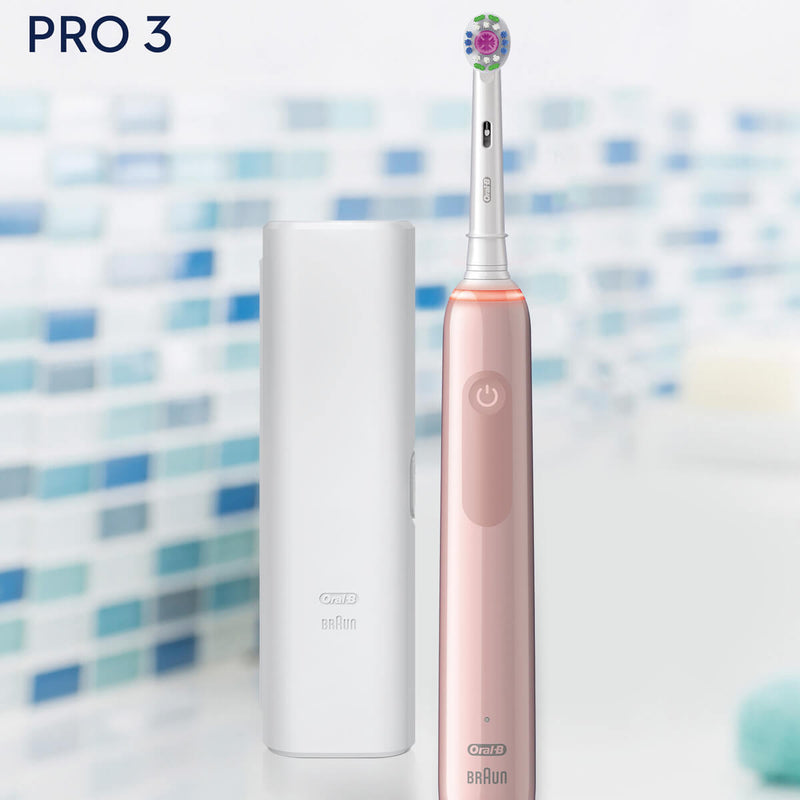 Tien jaar diep Dwaal Oral-B Pro 3 3500 3D White Electric Toothbrush + Travel Case - Pink  CurrentBody US