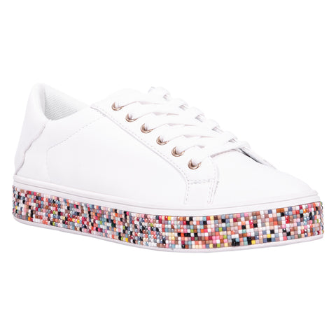 platform sneaker, ladies, rainbow, beads