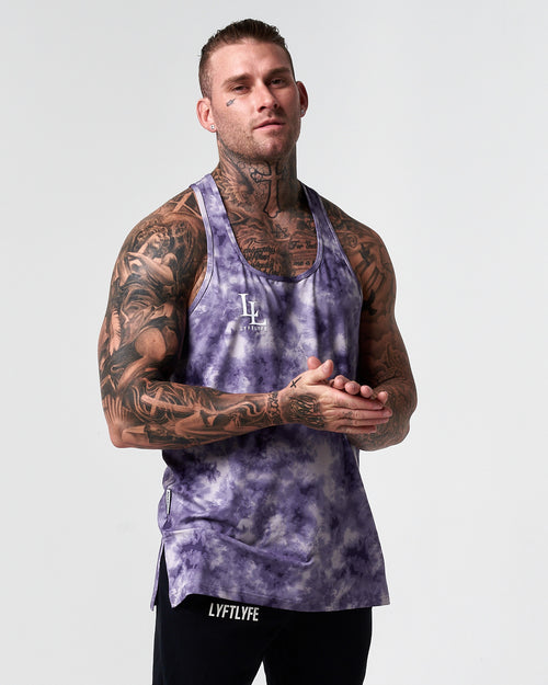 YOUNGLA Tie-dyed sleeveless top, gym, workout streetwear, Men's